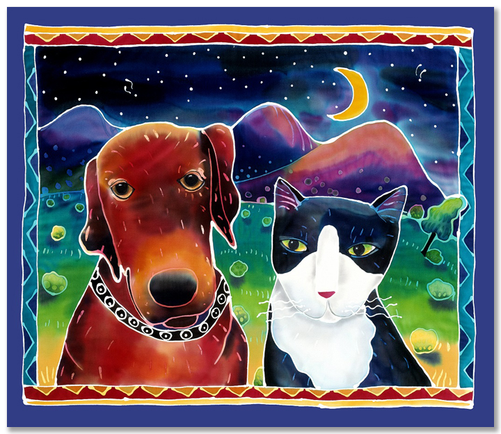 Dog and Cat in the Moonlight